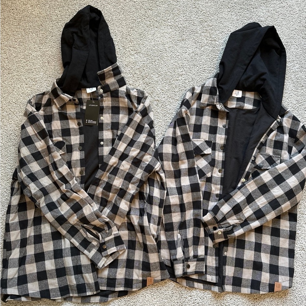 Little bipsy adult hooded flannel mushroom